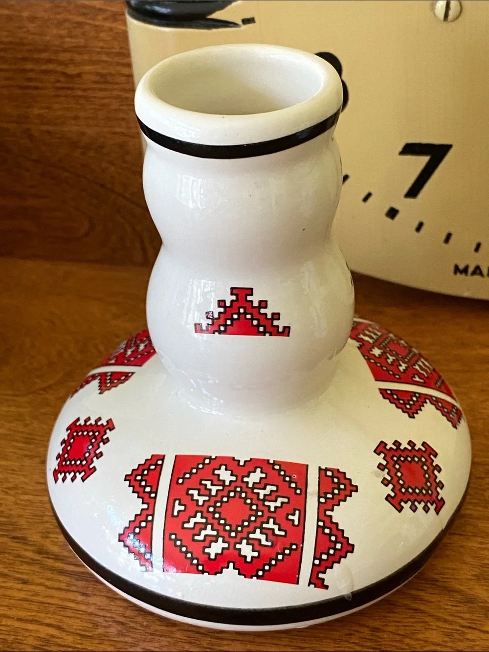 Ukrainian Folk Art Design Ceramic Vase Candle Holder Made in Canada - Picture 3 of 9
